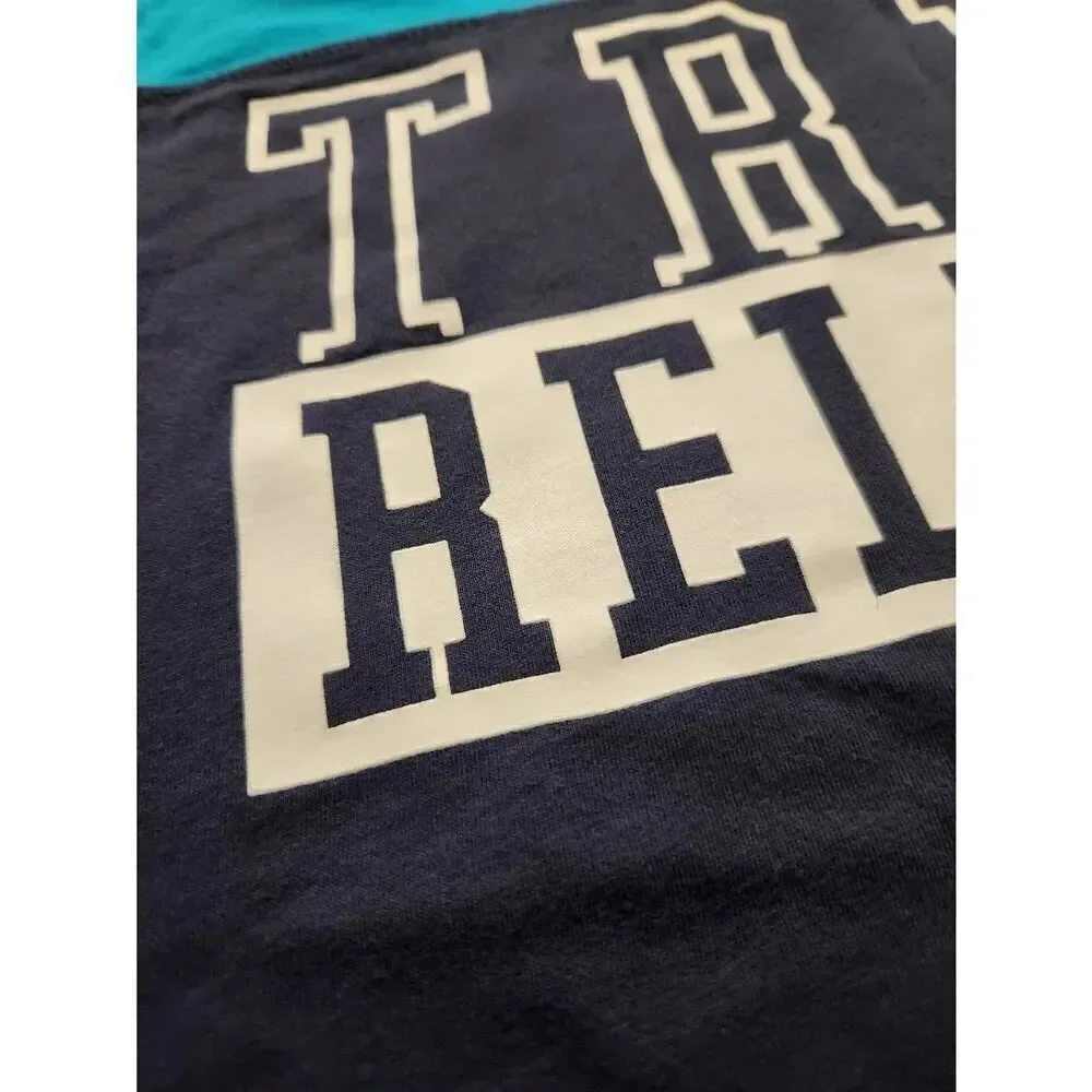 True Religion men's Medium colorblock Spellout shirt two-tone T-shirt